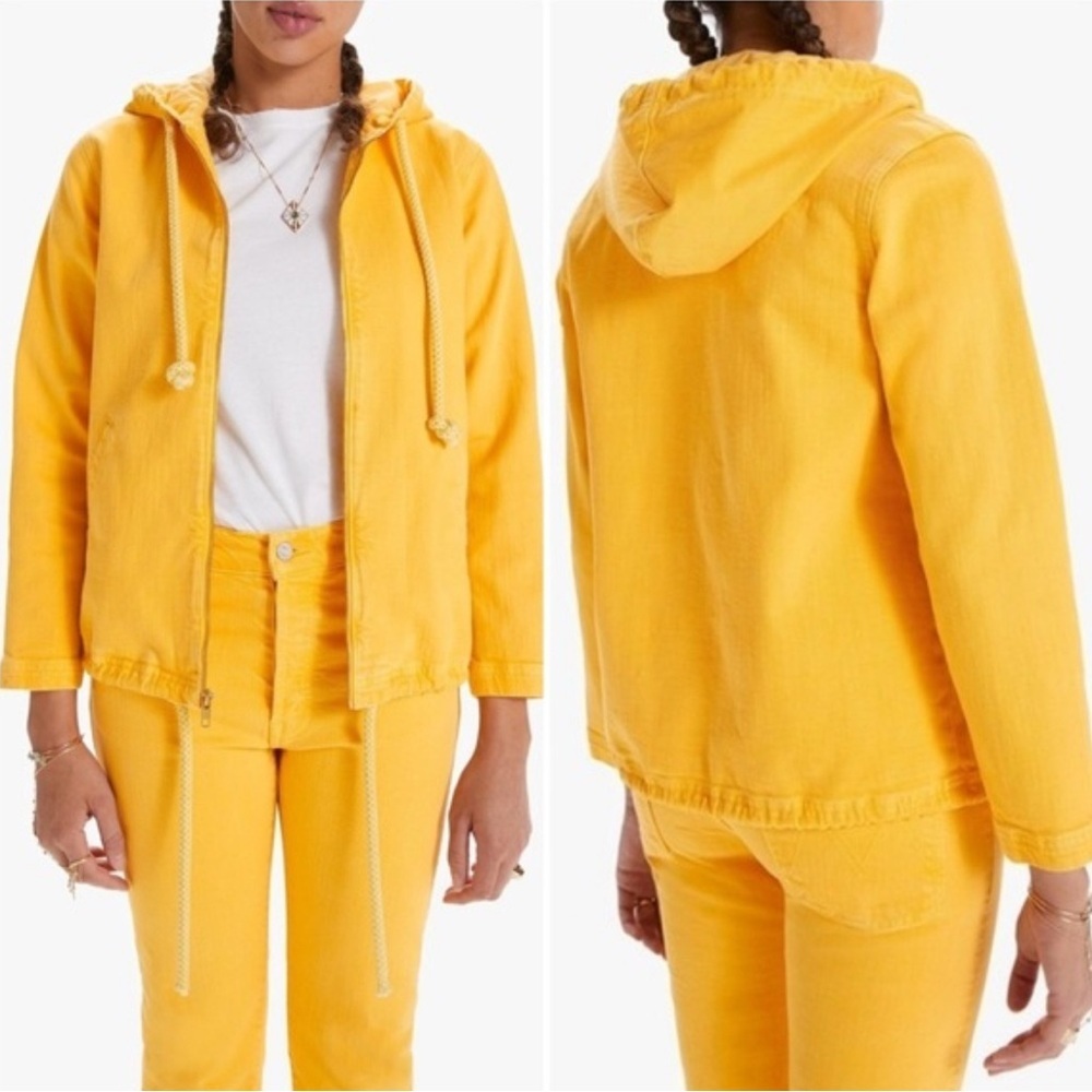 MOTHER The Double Draw Hooded Denim Jacket Size Small